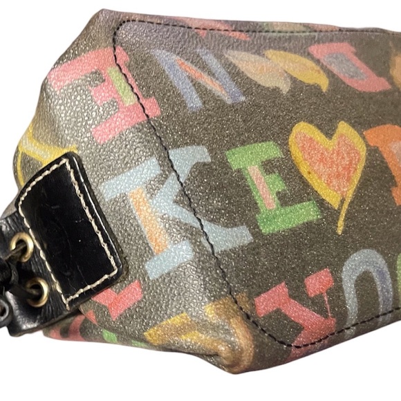 EUC VINTAGE Y2K Dooney & Bourke Black Mini Tassels Graffiti Bag Rainbow Zipper - Picture 6 of 12